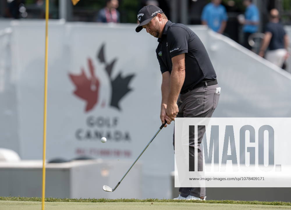 American Brice Garnett chips in on the 9th green for birdie during the first round of the RBC Canadian Open in Caledon, Ont. on Thursday June 11, 2026. Canada News - June 11, 2026 - ZUMAc35_ 20260611_zaf_c35_037