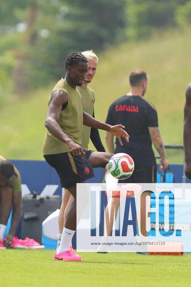 Moïse Bombito of Canada in action during the training session before the 2026 FIFA World Cup, WM, Weltmeisterschaft, Fussball game between Canada and Bosnia and Herzegovina at Toronto FC Training Ground on June 11, 2026 in Toronto, Ontario, Canada