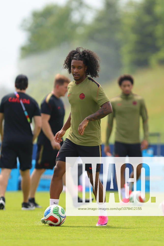 Jayden Nelson of Canada dribbles with the ball during the training session before the 2026 FIFA World Cup, WM, Weltmeisterschaft, Fussball game between Canada and Bosnia and Herzegovina at Toronto FC Training Ground on June 11, 2026 in Toronto, Ontario, Canada