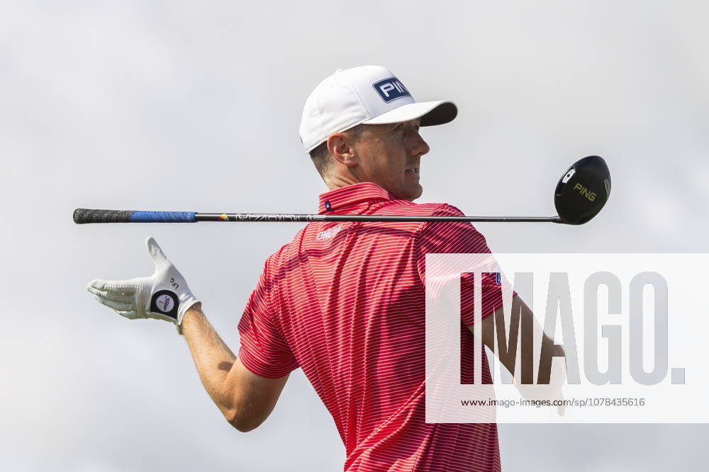 Mackenzie Hughes, of Hamilton, Ont., lets go of his club following a drive on the first hole during the second round of the RBC Canadian Open in Caledon, Ont., on Friday, June 12, 2026. Canada News - June 12, 2026 - ZUMAc35_ 20260612_zaf_c35_096