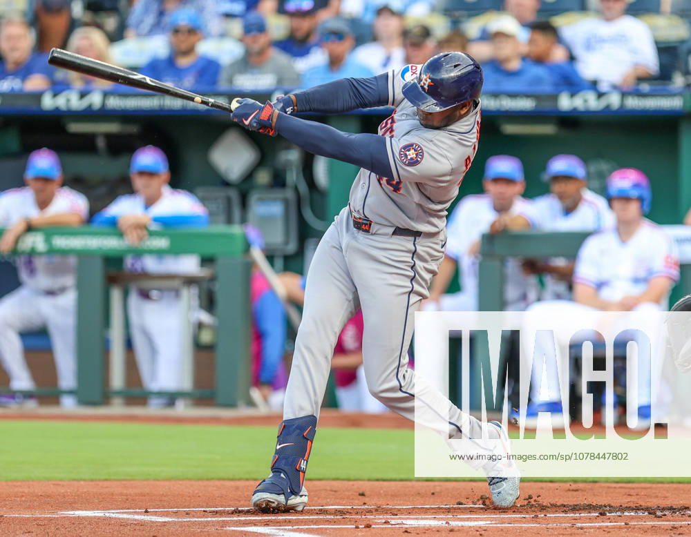 Houston Astros designated hitter Yordan Alvarez (44) hits a home run in the 1st inning against the Kansas City Royals at Kauffman Stadium in Kansas City, MO. CSM Kansas City United States - ZUMAc04_ 20260613_zma_c04_002