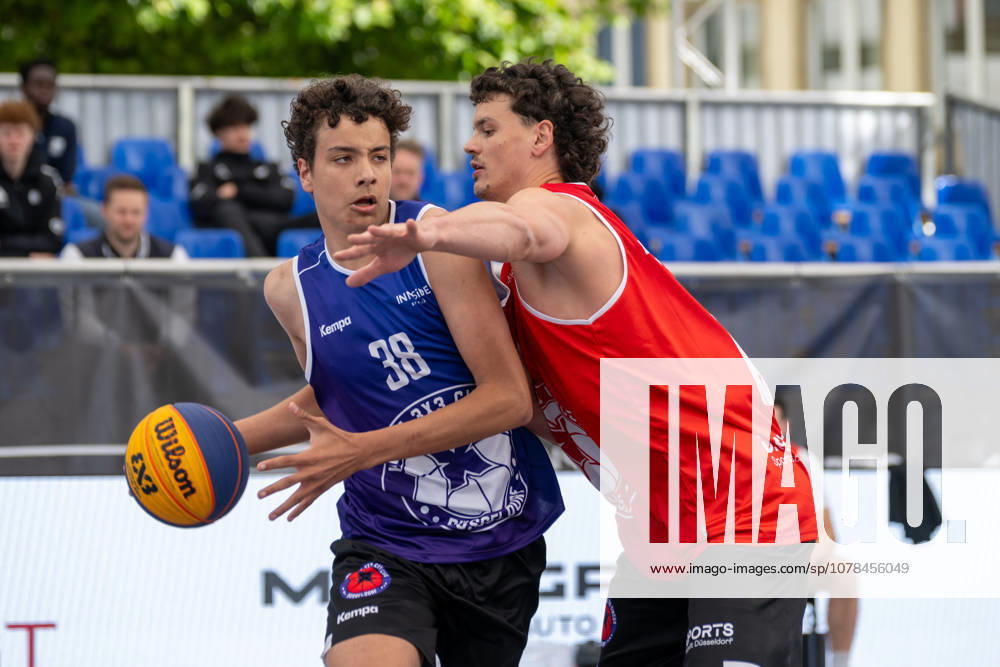 Duel between Elias Koeppen Team New Delhi, 38 and Jules Rambaut Team Toulouse, 0 Innside 3x3 Circus, basketball, group phase, D Sports, 13 06 2026 Innside 3x3 Circus, basketball, group phase, D Sports, 13 06 2026 Duesseldorf