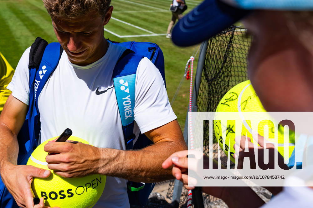 Daniil Glinka (EST) after the Singles Match between Francisco Cabral (POR) and Nicola Mektic (CRO) vs. Daniil Glinka (EST) and Stefanos Sakellaridis (GRC) at BOSS OPEN 2026, Tennisanlage Weissenhof on June 13, 2026 in Stuttgart, Germany. Baden-Württemberg Germany