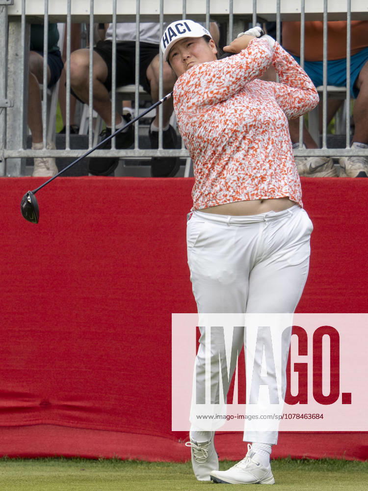 MIDLAND, MI - JUNE 13: Angel Yin tees off the first tee box during round three of the LPGA, Golf Damen Dow Championship on June 13, 2026, at Midland Country Club in Midland, Michigan. (Photo by Joseph Weiser Icon Sportswire) GOLF: JUN 13 LPGA Dow Championship Icon2606130083