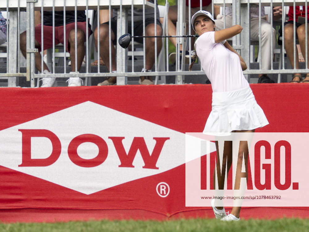 MIDLAND, MI - JUNE 13: Carolina Chacarra tees off the first hole during round three of the LPGA, Golf Damen Dow Championship on June 13, 2026, at Midland Country Club in Midland, Michigan. (Photo by Joseph Weiser Icon Sportswire) GOLF: JUN 13 LPGA Dow Championship Icon2606130203
