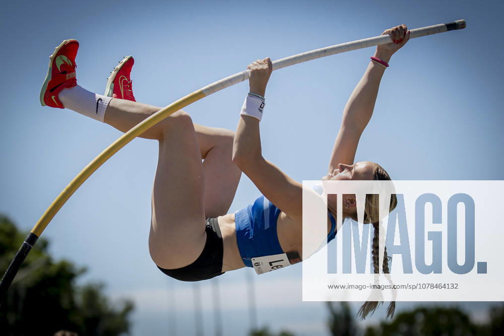 MANNHEIM, GERMANY - JUNE 13, 2026 : Paula Legner (GER LAZ Zweibruecken) competing in the women’s U20 pole vault during the Juniorengala 2026 at Michael-Hoffmann-Stadion on June 13, 2026 in Mannheim, Germany. Baden-Wuerttemberg Germany