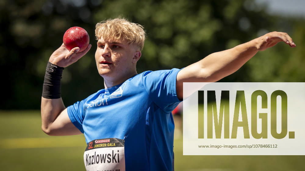 MANNHEIM, GERMANY - JUNE 13, 2026 : Paul Kozlowski (GER TSV SCHOTT Mainz) competing in the men’s U20 shot put during the Juniorengala 2026 at Michael-Hoffmann-Stadion on June 13, 2026 in Mannheim, Germany. Baden-Wuerttemberg Germany