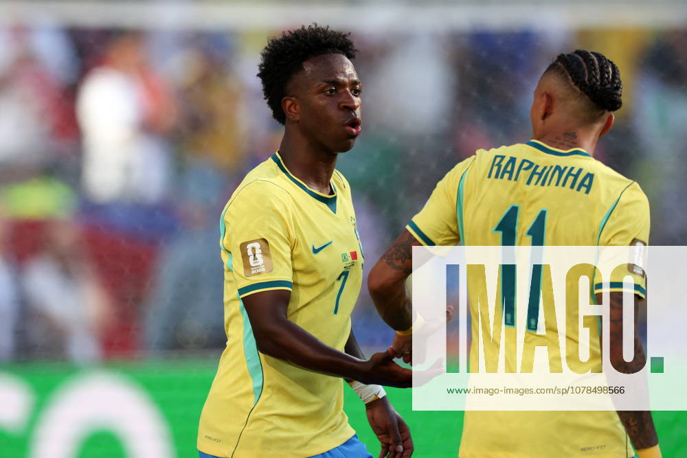 EAST RUTHERFORD 13.06.2026 MISTRZOSTWA SWIATA W PILCE NOZNEJ 2026 GRUPA C MECZ: BRAZYLIA - MAROKO 1:1 --- 2026 FIFA World Cup, WM, Weltmeisterschaft, Fussball GROUP C MATCH: BRAZIL - MOROCCO 1:1 VINICIUS JUNIOR RAPHINHA FOT. PIOTR KUCZA FOTOPYK NEWSPIX.PL --- newspix.pl