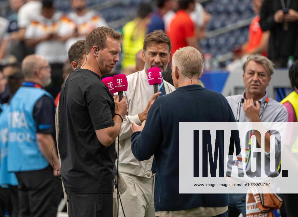 Soccer, Men, FIFA World Cup 2026 in Mexico, Canada and USA, Match in Houston Group E, 1 Matchday , Germany Curacao, f l Coach Julian Nagelsmann Germany , TV Expert Jürgen Klopp MagentaTV , Presenter Johannes B Kerner MagentaTV , 14 06 2026,