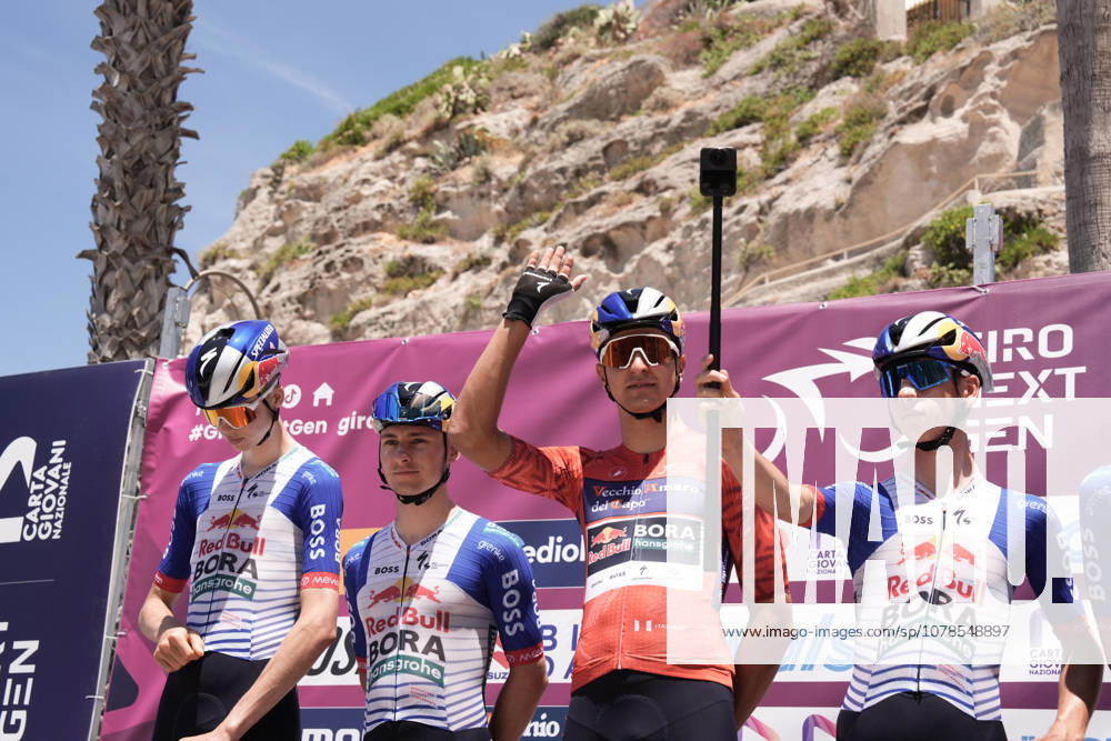 The red jersey Italy s Davide Donati of Red Bull - Bora - Hansgrohe Rookies during Stage 2 of the Giro Next Gen 2026, from Tropea to Crotone, Italy, Monday