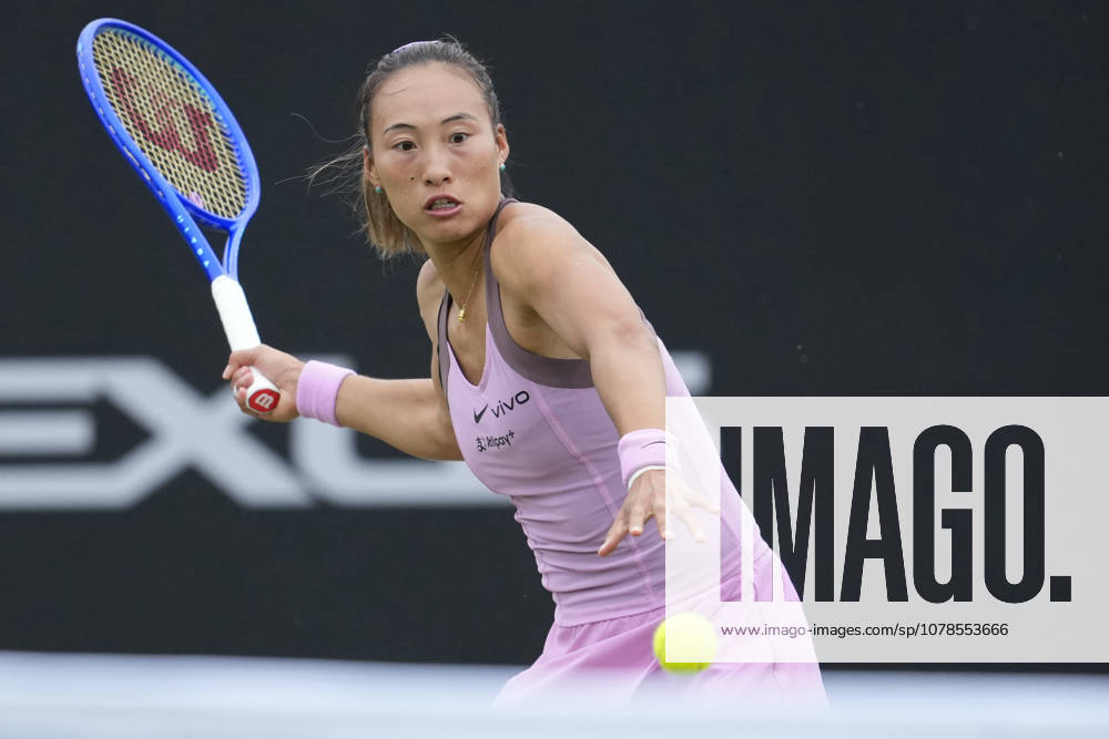 Lexus Nottingham Open - Day One Qinwen Zheng of China competes during her Round of 32 match at the 2026 Lexus Nottingham Open Women s tennis tournament at the Nottingham Tennis Centre in Nottingham, England, on June 15, 2026. Nottingham United Kingdom