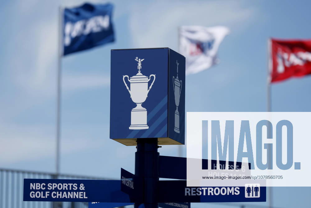 A U.S.Open Champion Trophy photo is displayed while players have a practice round on the Monday before the 126th U.S. Open Golf Championship at Shinnecock Hills Golf Club on Monday, June 15, 2026 in Southampton, New York. NYP20260615310 JOHNxANGELILLO