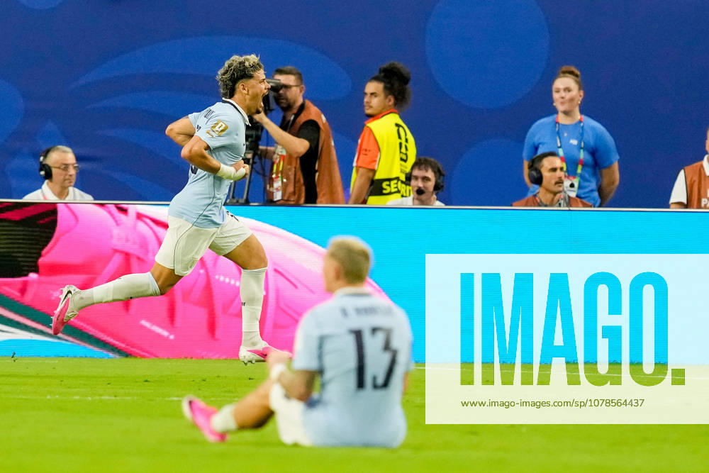 Maxi Araujo of Uruguay celebrates after scoring his teams first goal during the 2026 FIFA World Cup Group H match between Saudi Arabia and Uruguay at Miami Stadium on June 15, 2026, in Miami, United States. Photo by Alex Gottschalk, DeFodi Images,detected_source_language