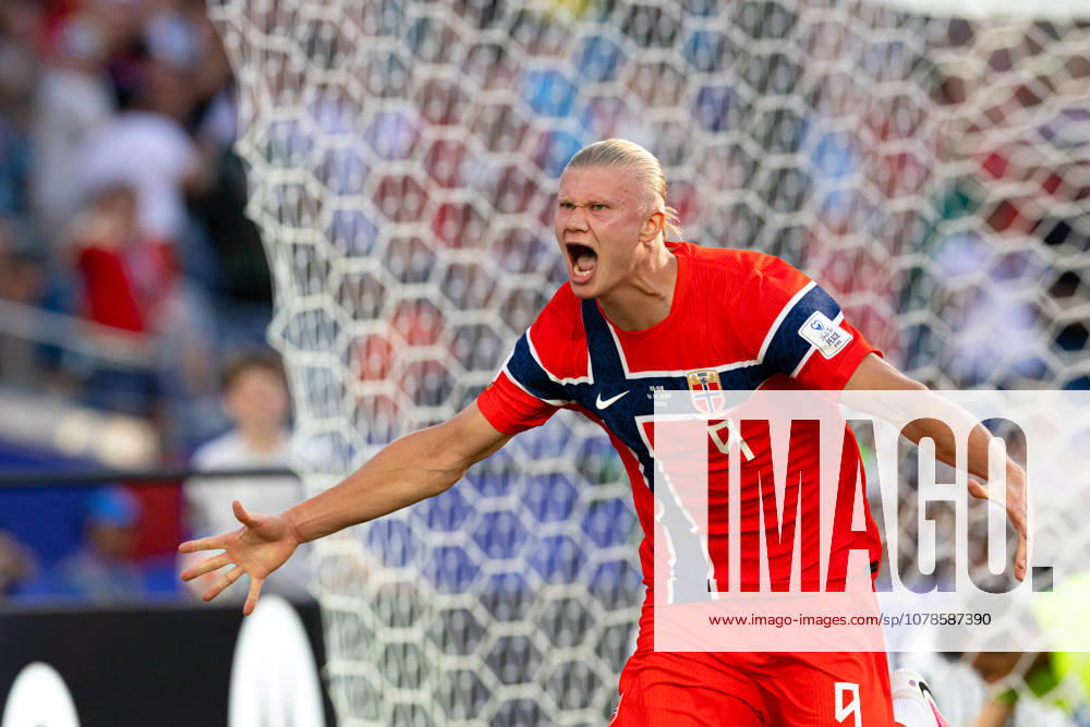 Foxborough, Massachusetts, USA; Norway forward Erling Haaland (9) celebrates a goal in a FIFA World Cup, WM, Weltmeisterschaft, Fussball 2026 Group I match between Iraq and Norway at Boston Stadium. (c) CSM - ZUMAc04_ 20260616_zma_c04_024