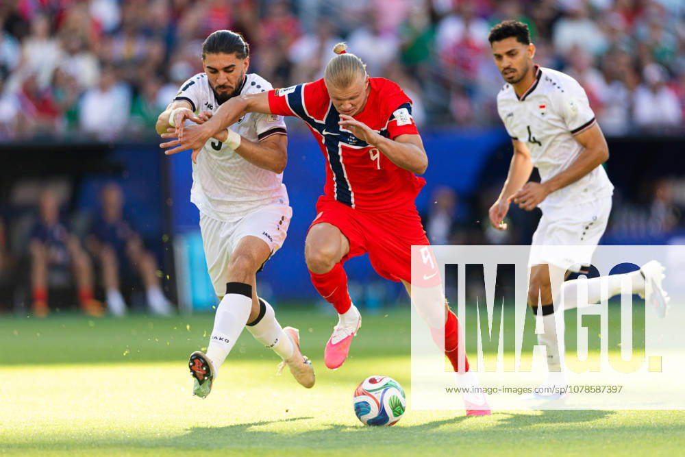 Foxborough, Massachusetts, USA; Norway forward Erling Haaland (9) runs towards goal in a FIFA World Cup, WM, Weltmeisterschaft, Fussball 2026 Group I match between Iraq and Norway at Boston Stadium. (c) CSM - ZUMAc04_ 20260616_zma_c04_018