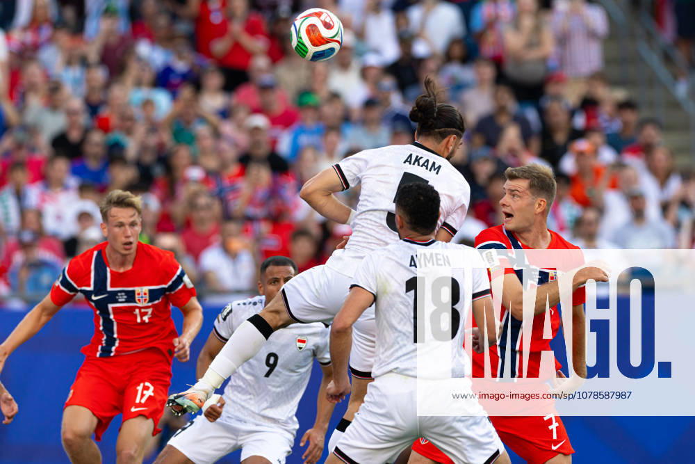 Foxborough, Massachusetts, USA; Norway forward Alexander Sorloth (7) heads towards goal in a FIFA World Cup, WM, Weltmeisterschaft, Fussball 2026 Group I match between Iraq and Norway at Boston Stadium. (c) CSM - ZUMAc04_ 20260616_zma_c04_057