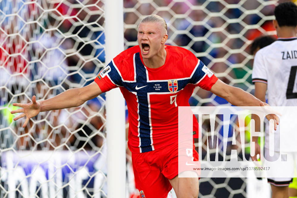 Foxborough, Massachusetts, USA; Norway forward Erling Haaland (9) reacts after scoring a goal in a FIFA World Cup, WM, Weltmeisterschaft, Fussball 2026 Group I match between Iraq and Norway at Boston Stadium. (c) CSM - ZUMAc04_ 20260616_zma_c04_138