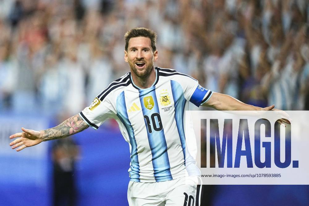 Football: 2026 World Cup Argentina s Lionel Messi reacts after scoring his second goal in the second half of a World Cup Group J football match against Algeria at Kansas City Stadium in Kansas City, Missouri, on June 16, 2026. A14AA0005619120P