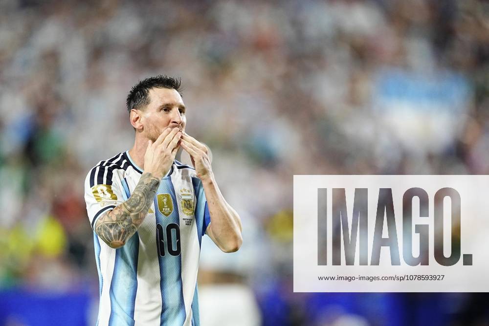 Football: 2026 World Cup Argentina s Lionel Messi reacts after scoring a hat-trick in the second half of a World Cup Group J football match against Algeria at Kansas City Stadium in Kansas City, Missouri, on June 16, 2026. A14AA0005619131P