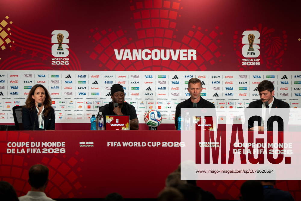 Canada s head coach Jesse Marsch, third from the left, speaks beside Ismael Kone, second left during a FIFA World Cup, WM, Weltmeisterschaft, Fussball press conference, PK, Pressekonferenz in Vancouver, on Wednesday, June 17, 2026. Canada News - June 17, 2026 - ZUMAc35_ 20260617_zaf_c35_274