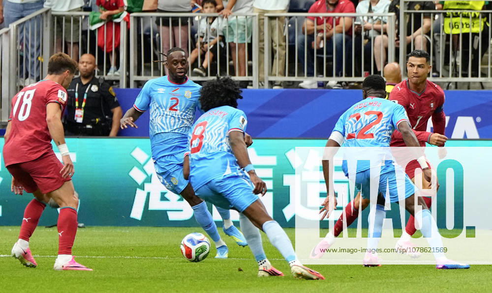 Football: 2026 World Cup Portugal s Cristiano Ronaldo (far R) passes the ball in the first half of a World Cup Group K football match against Congo DR at Houston Stadium in Houston, Texas, on June 17, 2026. A14AA0005619248P