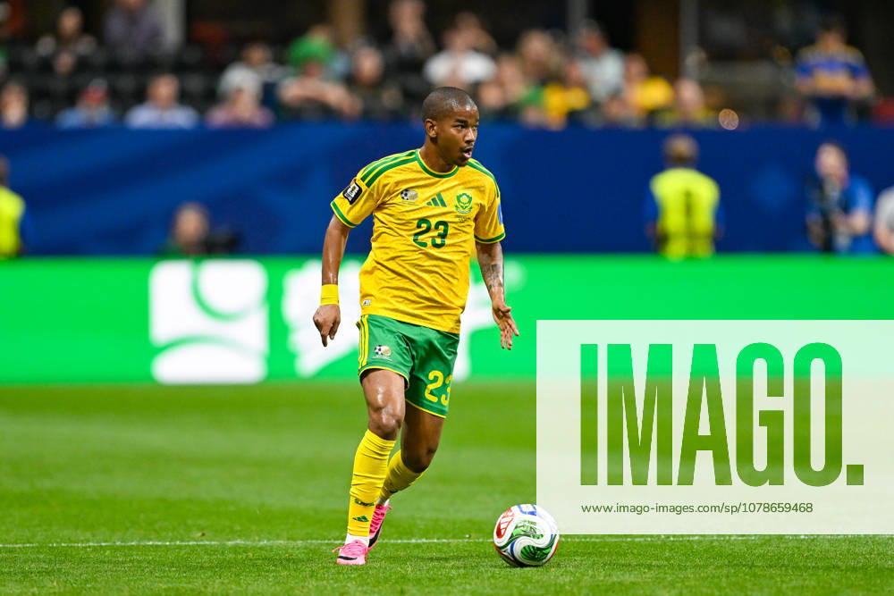 ATLANTA, GA - JUNE 18: Jayden Adams 23 of South Africa looks to pass during the FIFA World Cup, WM, Weltmeisterschaft, Fussball 2026 Group A match between Czechia and South Africa on June 18th, 2026 at Atlanta Stadium in Atlanta, GA. (Photo by Rich von Biberstein Icon Sportswire) SOCCER: JUN 18 FIFA World Cup 26 Group A - Czechia vs South Africa Icon260618112