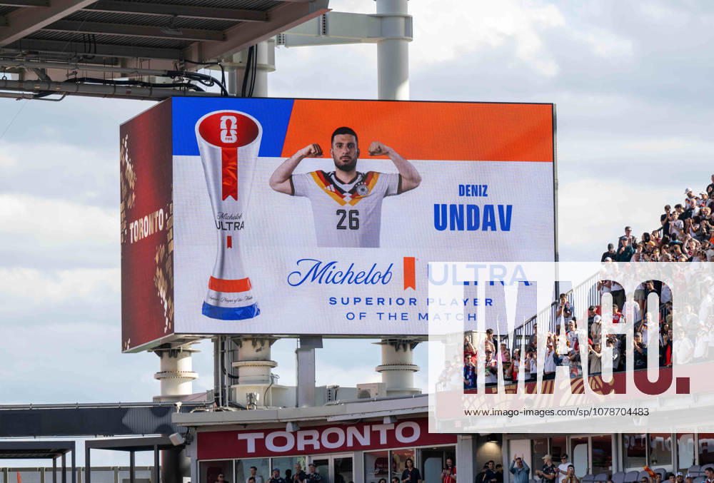 Soccer, Mens, 2026 FIFA World Cup, Group E match in Toronto, Matchday 2, Germany vs. Ivory Coast, scoreboard showing Deniz Undav as Man of the Match, June 20, 2026,,detected_source_language