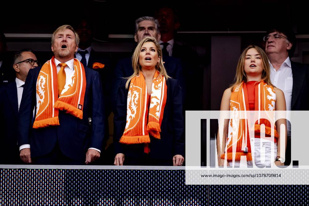 HOUSTON - King Willem-Alexander, Queen Maxima, and Princess Ariane in the stands during the 2026 FIFA World Cup, WM, Weltmeisterschaft, Fussball Group F match between the Netherlands and Sweden at Houston Stadium on June 20, 2026, in Houston, United States. ROBIN VAN LONKHUIJSEN ANP FIFA World Cup 2026 group stage 2026 ANPxSportx IVx 561562207 originalFilename: 561562207