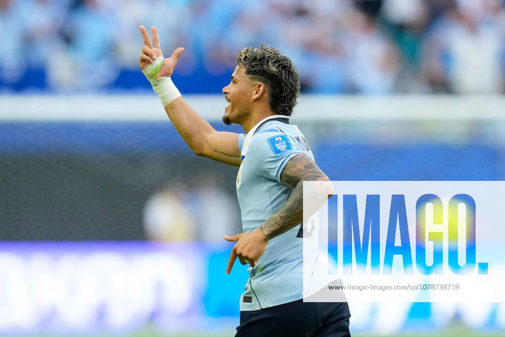 Maxi Araujo of Uruguay celebrates after scoring his teams first goal during the 2026 FIFA World Cup Group H match between Uruguay and Cabo Verde at Miami Stadium on June 21, 2026, in Miami, United States. Photo by Alex Gottschalk, DeFodi Images,detected_source_language