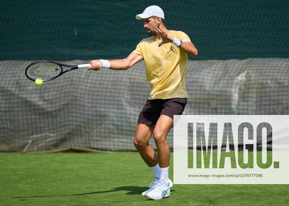 2026 Wimbledon, June 23, Practice LONDON, - JUNE 23: Novak Djokovic of Serbia plays a forehand during the 2026 Wimbledon, June 23, Practice at The all England club, Wimbledon on June 23, 2026 in London, GBR. London The all England club, Wimbledon GBR