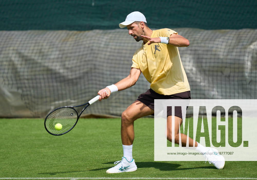 2026 Wimbledon, June 23, Practice LONDON, - JUNE 23: Novak Djokovic of Serbia plays a forehand during the 2026 Wimbledon, June 23, Practice at The all England club, Wimbledon on June 23, 2026 in London, GBR. London The all England club, Wimbledon GBR