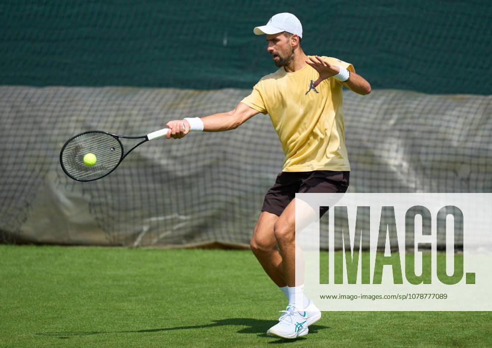 2026 Wimbledon, June 23, Practice LONDON, - JUNE 23: Novak Djokovic of Serbia plays a forehand during the 2026 Wimbledon, June 23, Practice at The all England club, Wimbledon on June 23, 2026 in London, GBR. London The all England club, Wimbledon GBR