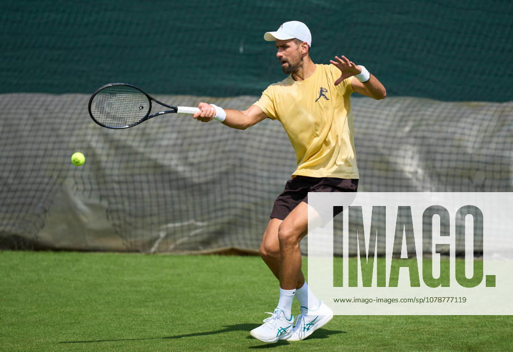 2026 Wimbledon, June 23, Practice LONDON, - JUNE 23: Novak Djokovic of Serbia plays a forehand during the 2026 Wimbledon, June 23, Practice at The all England club, Wimbledon on June 23, 2026 in London, GBR. London The all England club, Wimbledon GBR