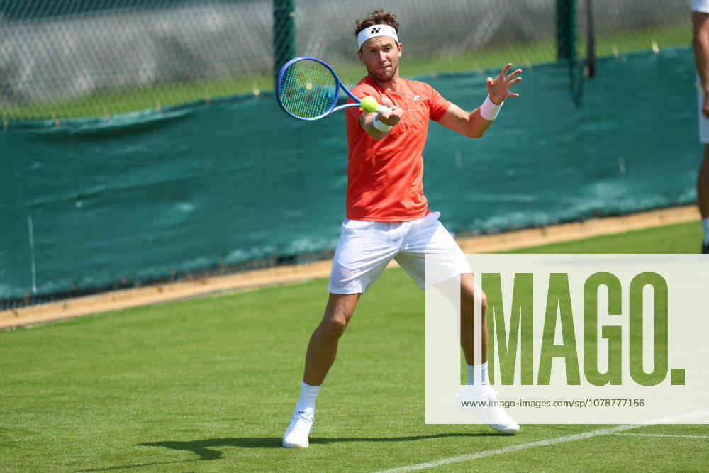 2026 Wimbledon, June 23, Practice LONDON, - JUNE 23: Casper Ruud of Norway playing on fresh courts during the 2026 Wimbledon, June 23, Practice at The all England club, Wimbledon on June 23, 2026 in London, GBR. London The all England club, Wimbledon GBR
