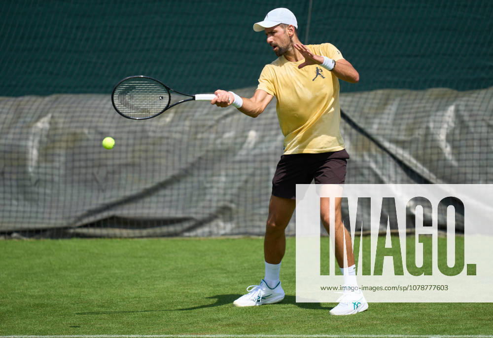 2026 Wimbledon, June 23, Practice LONDON, - JUNE 23: Novak Djokovic of Serbia plays a forehand during the 2026 Wimbledon, June 23, Practice at The all England club, Wimbledon on June 23, 2026 in London, GBR. London The all England club, Wimbledon GBR