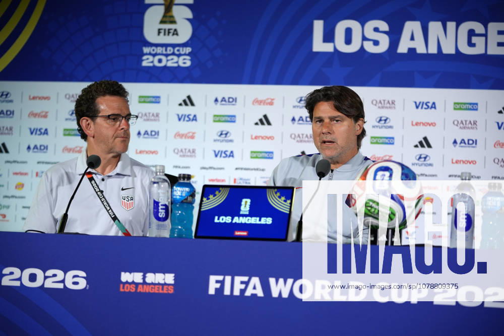 USA national team, Nationalteam head coach Mauricio Pochettino press conference, PK, Pressekonferenz in Los Angeles LOS ANGELES, CALIFORNIA - JUNE 24: USA National Team head coach Mauricio Pochettino speaks during a press conference ahead of the 2026 FIFA World Cup, WM, Weltmeisterschaft, Fussball First Stage Group D match between Turkiye and USA at the Los Angeles Stadium (SoFi Stadium) in Inglewood, California, United States on June 24, 2026. Tayfun Coskun Anadolu Los Angeles United States. Editorial use only. Please get in touch for any other usage.