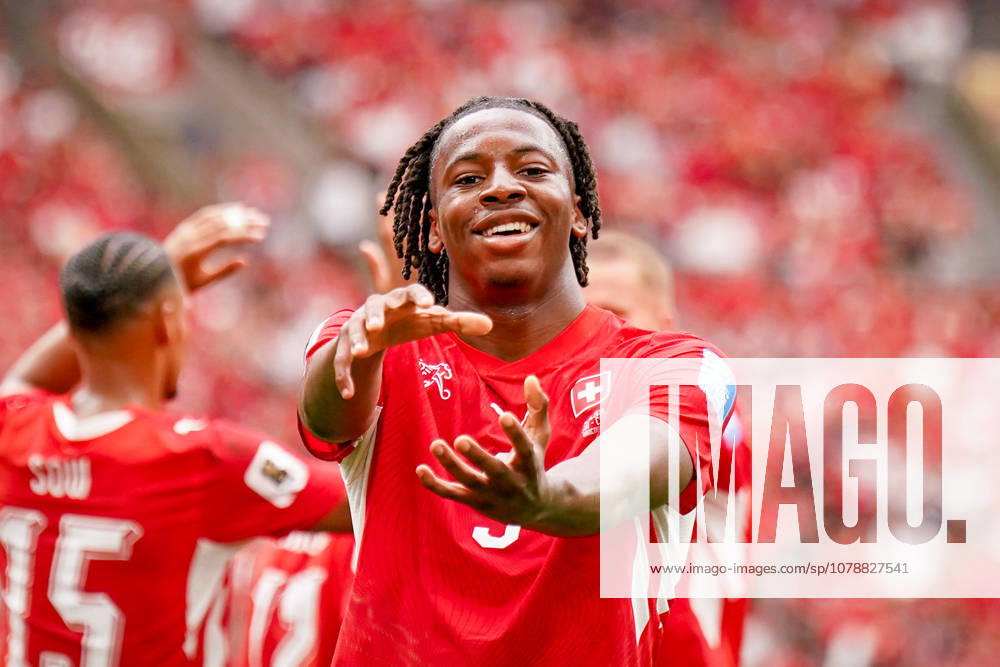Canada Soccer 2026 FIFA World Cup Group Stage Switzerland vs. Canada BC Place Stadium Vancouver, British Columbia Johan Manzambi Switzerland, 9 Joy, Emotions, Cheering, Goal and Goal Celebration, Facial Expressions, Gestures, Emotion