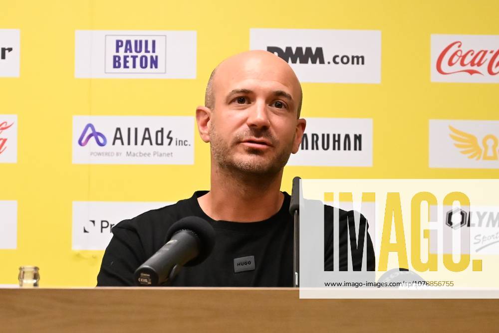 STVV s head coach Frederic De Meyer pictured during a press conference, PK, Pressekonferenz of Belgian first division soccer team Sint-Truiden VV, on Friday 26 June 2026 in Sint-Truiden, in preparation of the upcoming 2026-2027 Belgian first division soccer season. JILLxDELSAUX x179367287x