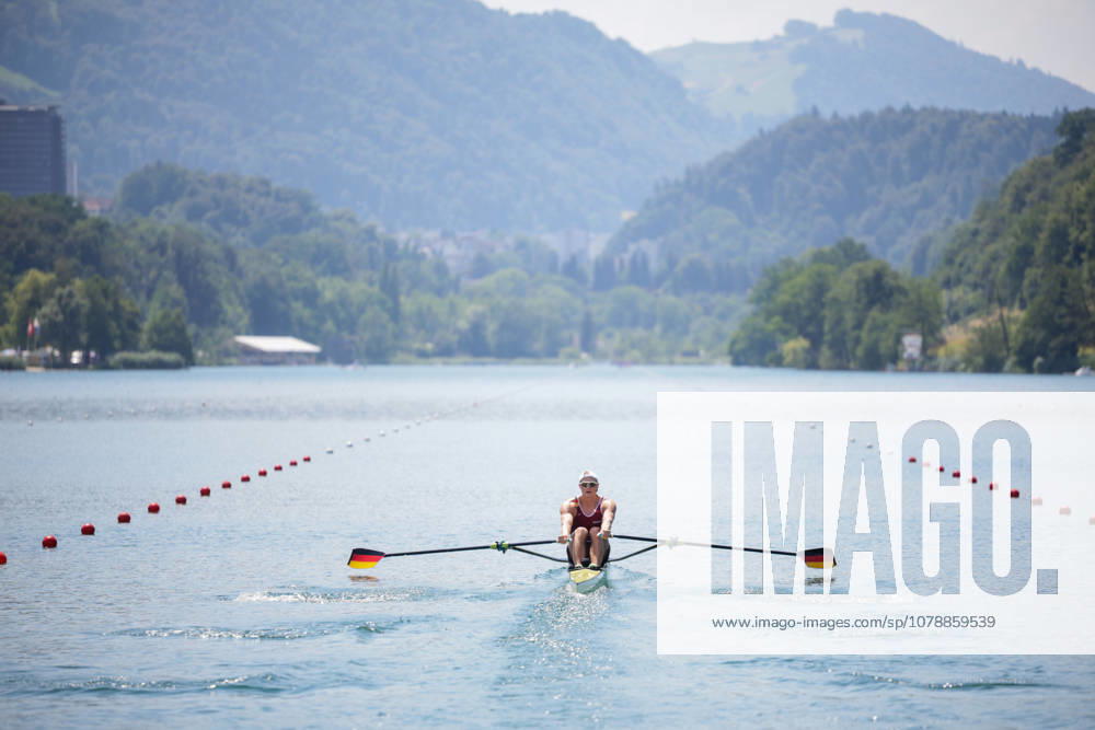 26th June 2026; Lucerne, Switzerland; World Rowing Cup Day One; Olympic Champion Olie Zeidler from Germany in Mens Single Sculls (M1x) - Heat 1 AnthonyxBenoit