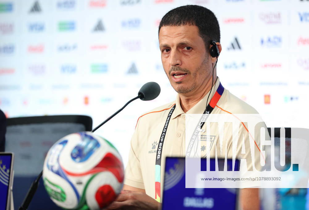 Jordan Training And press conference, PK, Pressekonferenz - FIFA World Cup, WM, Weltmeisterschaft, Fussball 2026 Head coach Jamal Sellami of Jordan speaks to the media during a press conference in Dallas, Texas, on June 26, 2026. The conference takes place one day ahead of the FIFA World Cup 2026 Group J match between Jordan and Argentina at Dallas Stadium. texas Jordan