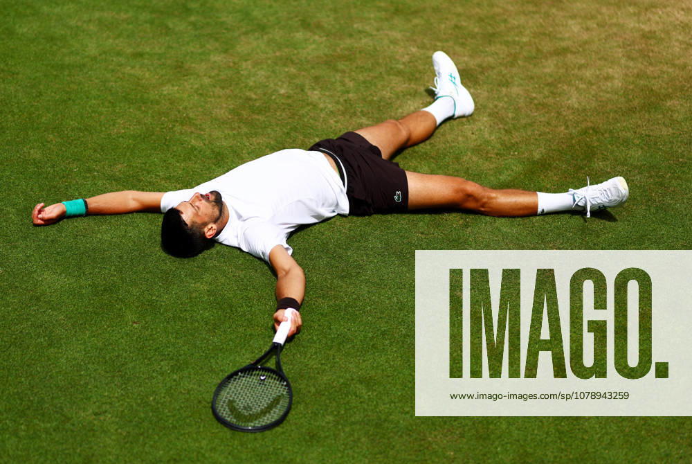 Novak Djokovic lies on the floor during practice. Wimbledon Tennis Championships, Practice and Previews, The All England Lawn Tennis and Croquet Club, London, UK - 28 Jun 2026London The All England Lawn Tennis and United Kingdom