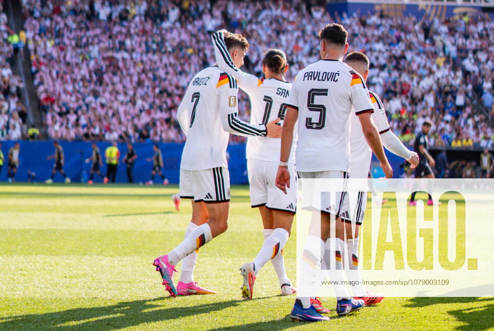 2026 FIFA World Cup, Round of 32, Germany vs. Paraguay, June 29, 2026, Boston Stadium Goal to make it 1–1 by Kai Havertz (Germany), Aleksandar Pavlovic (Germany), Leroy Sané (Germany), Jonathan Tah (Germany), Joshua Kimmich (Germany)