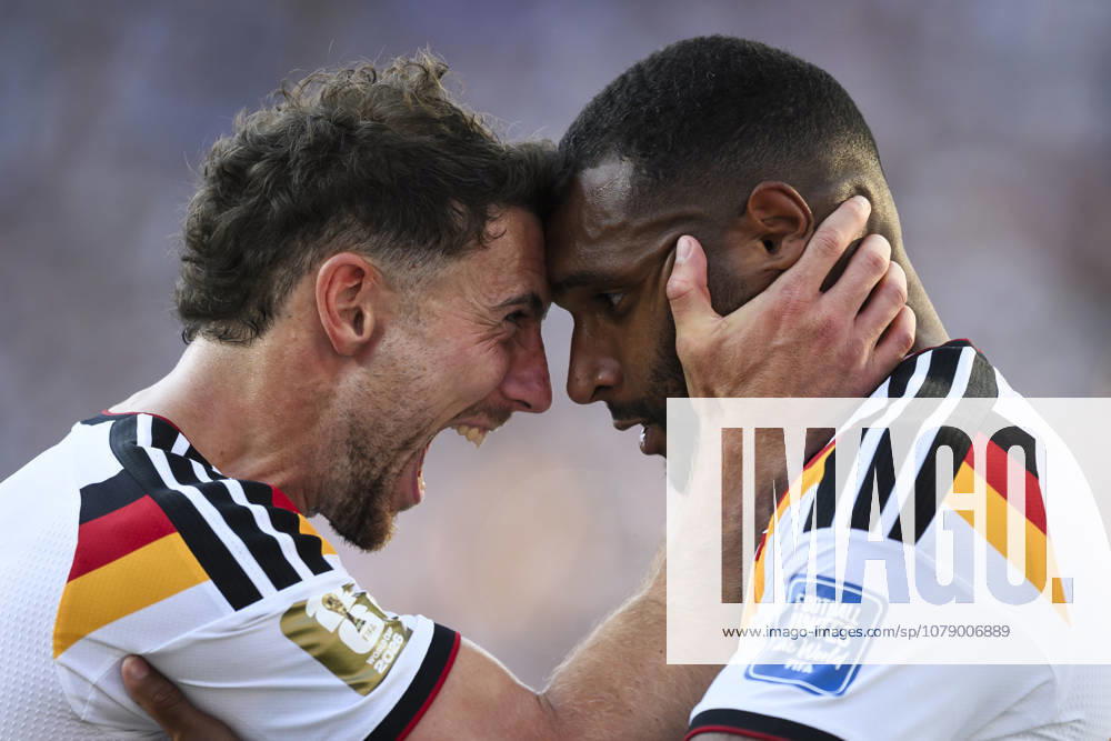Germany v Paraguay - FIFA World Cup, WM, Weltmeisterschaft, Fussball 2026 Jonathan Tah of Germany celebrates with Leon Goretzka of Germany after scoring a goal later disallowed by VAR during the FIFA World Cup 2026 round of 32 football match between Germany and Paraguay. Foxborough United States