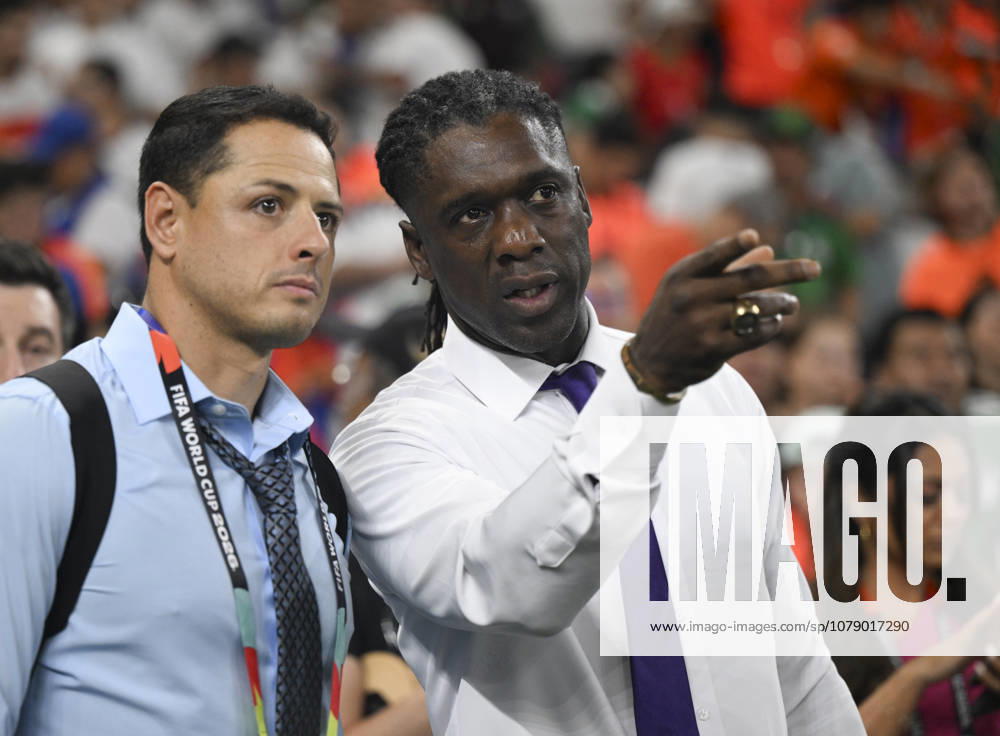 (260630) -- MONTERREY, June 30, 2026 -- Dutch former midfielder Clarence Seedorf (R) is seen during the round of 32 match between the Netherlands and Morocco at the 2026 FIFA World Cup, WM, Weltmeisterschaft, Fussball at Estadio Monterrey in Monterrey, Mexico, on June 29, 2026. ) (SP)MEXICO-MONTERREY-FOOTBALL-FIFA WORLD CUP-ROUND OF 32-NED VS MAR WuxWei