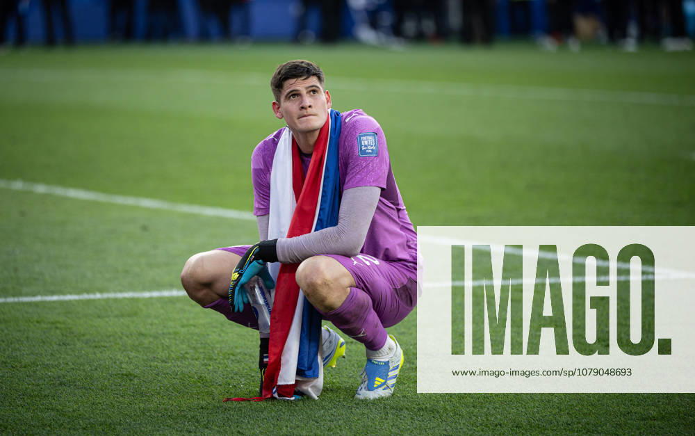 Soccer: 2026 FIFA World Cup Round of 32 in Boston—Germany vs. Paraguay, June 29, 2026—Match-winner, goalkeeper Orlando Gill of Paraguay, after the game