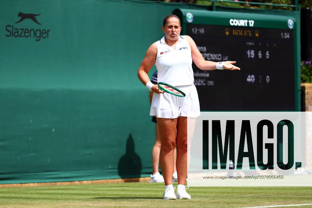 Jelena Ostapenko during her second round match Wimbledon Tennis Championships, Day 3, The All England Lawn Tennis and Croquet Club, London, UK - 01 Jul 2026London The All England Lawn Tennis and United Kingdom