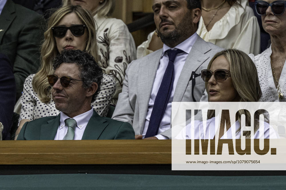 1st July 2026; All England Lawn Tennis and Croquet Club, London, England; Wimbledon Tennis Tournament, Day Three; Rory McIlroy and wife Erica Stoll GodfreyxPitt