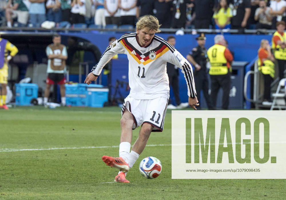 Single image: Nick Woltemade, Germany, No. 11 during the penalty shootout in the 2026 FIFA World Cup match between Germany and Paraguay on June 29, 2026; 2026 FIFA World Cup Germany vs. Paraguay Round of 32 at Boston Stadium in Foxborough, Massachusetts, USA