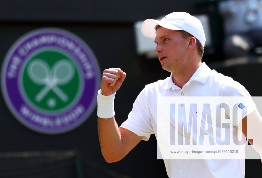 Jenson Brooksby celebrates during his third round match Wimbledon Tennis Championships, Day 5, The All England Lawn Tennis and Croquet Club, London, UK - 03 Jul 2026London The All England Lawn Tennis and United Kingdom