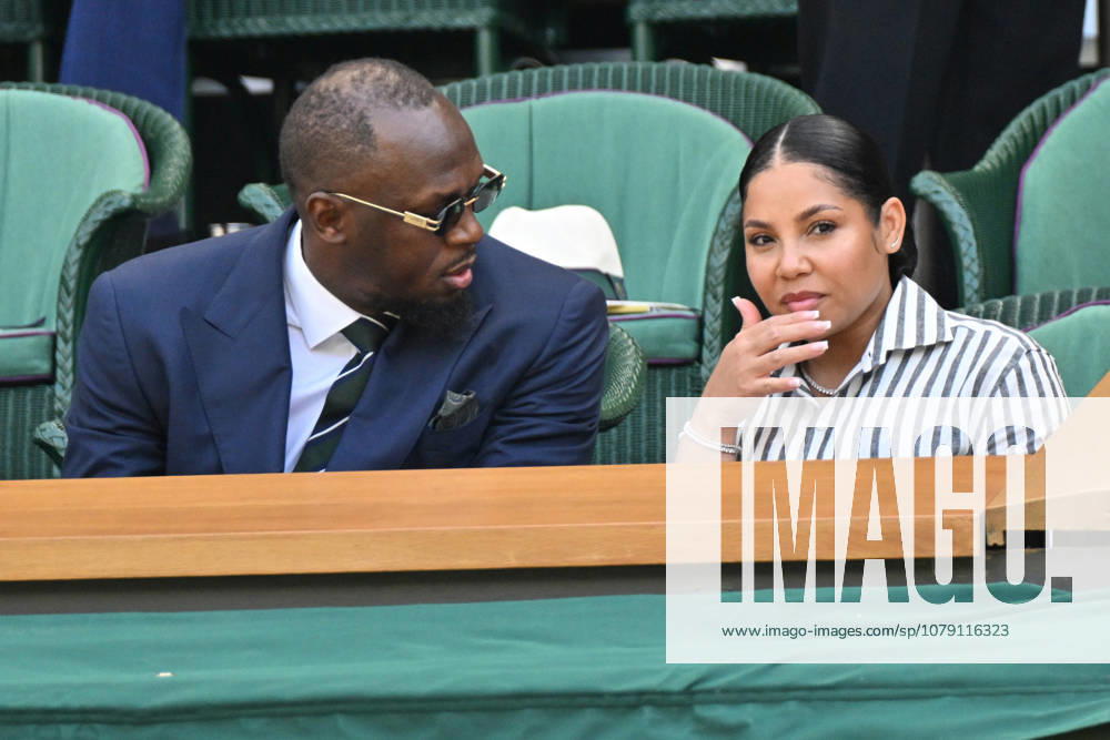 Wimbledon Tennis Championships 2026 - Day 5 LONDON, UNITED KINGDOM - JULY 03: Olympic gold medalist Usain Bolt (L), and Kasi Bennett (R) watch centre court tennis from the Royal Box during day five of The Wimbledon Tennis Championships at All England Lawn Tennis and Croquet Club on July 03, 2026 in London, United Kingdom. Ray Tang Anadolu London United Kingdom. Editorial use only. Please get in touch for any other usage.